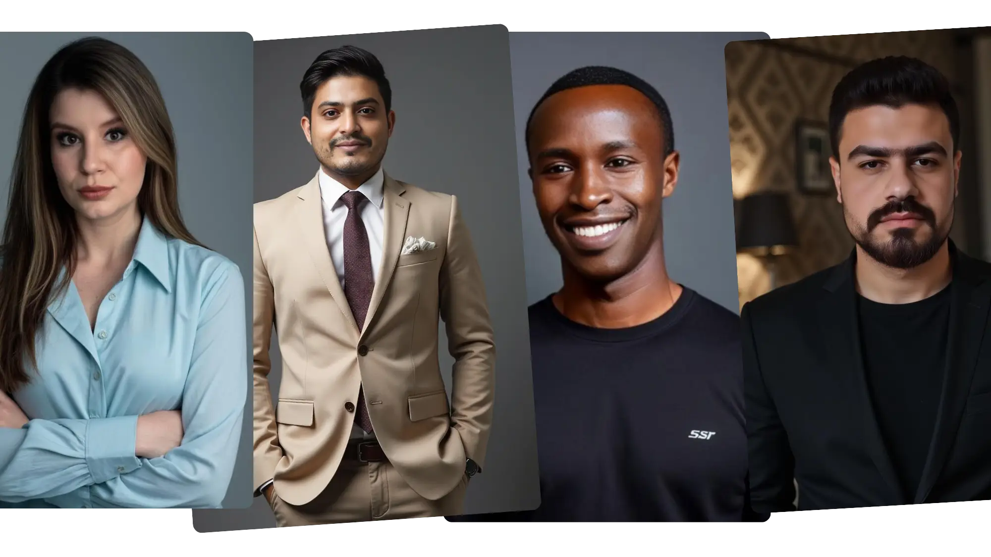 ProfileBakery AI generated photos showing career bundle approach with generic styling and fake backgrounds