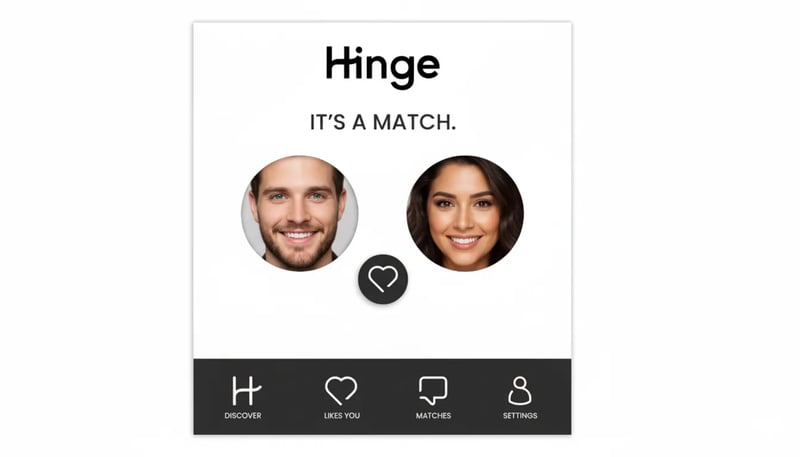 Hinge app showing match interface