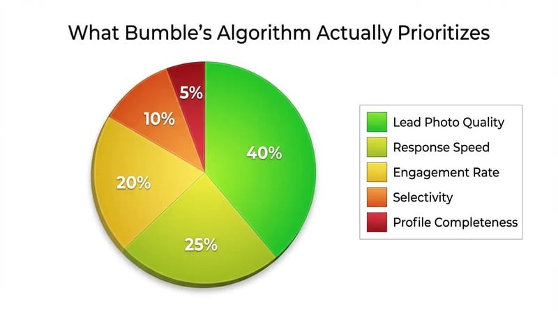 Data visualization: Bumble algorithm ranking factors and weight distribution