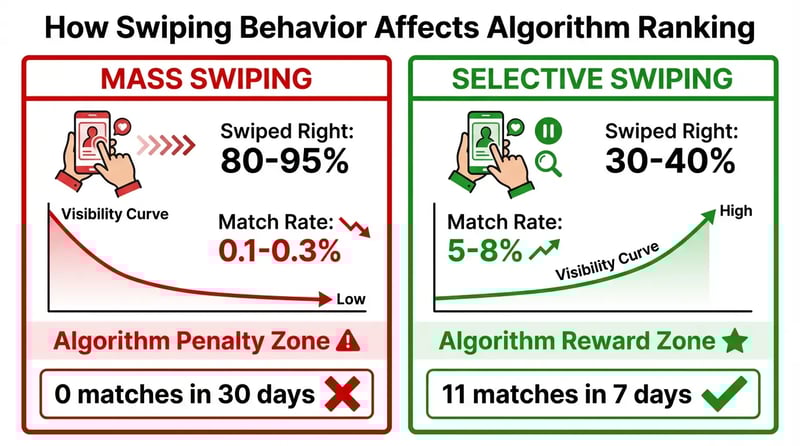 Swiping pattern comparison - selective vs mass swiping impact