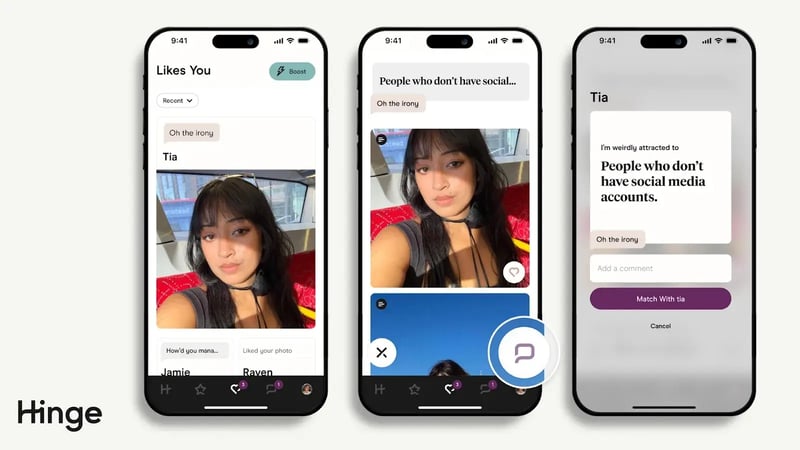 Hinge user comment example showing personalized engagement and conversation starters on profile photos